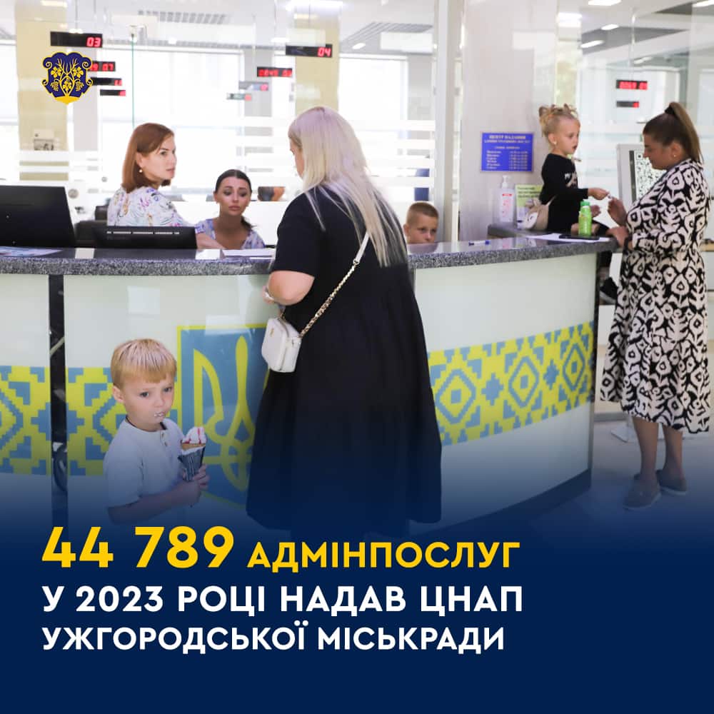 44 789 адміністративних послуг у 2023 році надав Центр надання адміністративних послуг Ужгородської міської ради