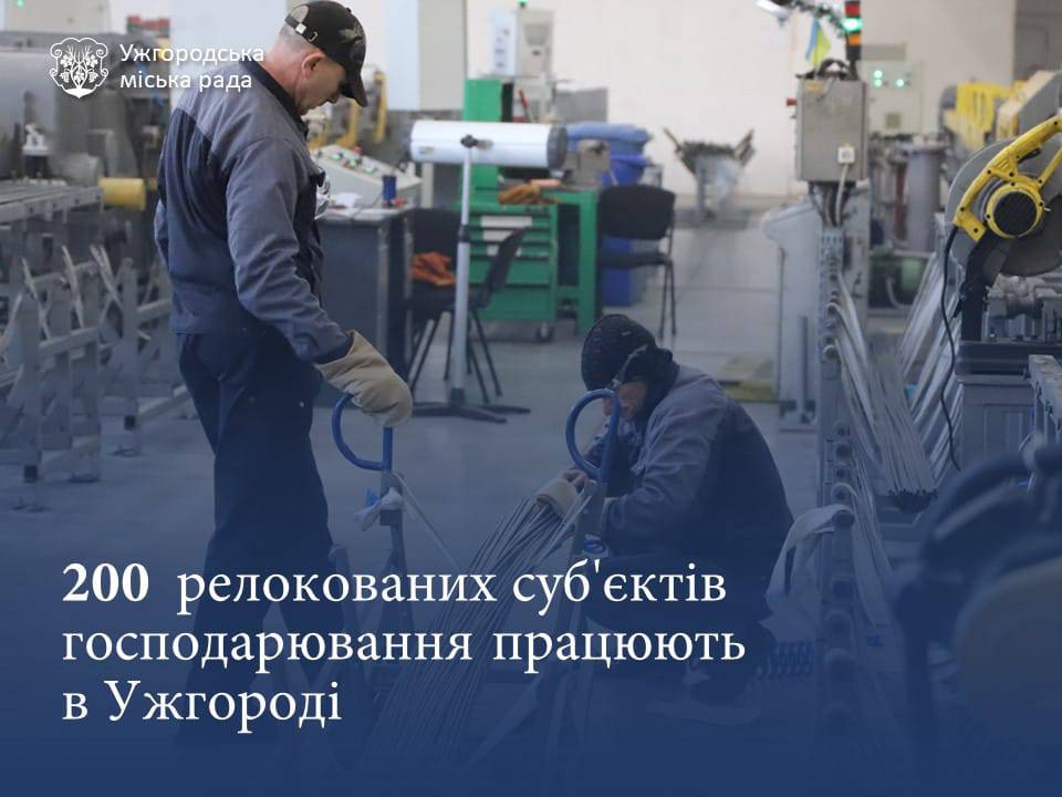 Понад 200 релокованих суб'єктів господарювання працюють в Ужгороді