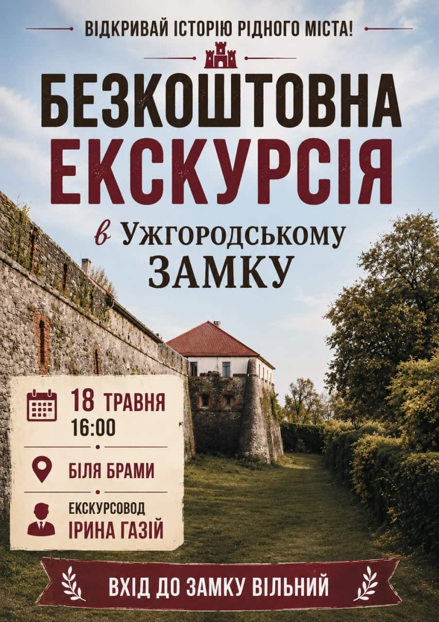 18 травня відбудеться безкоштовна екскурсія в Ужгородський замок