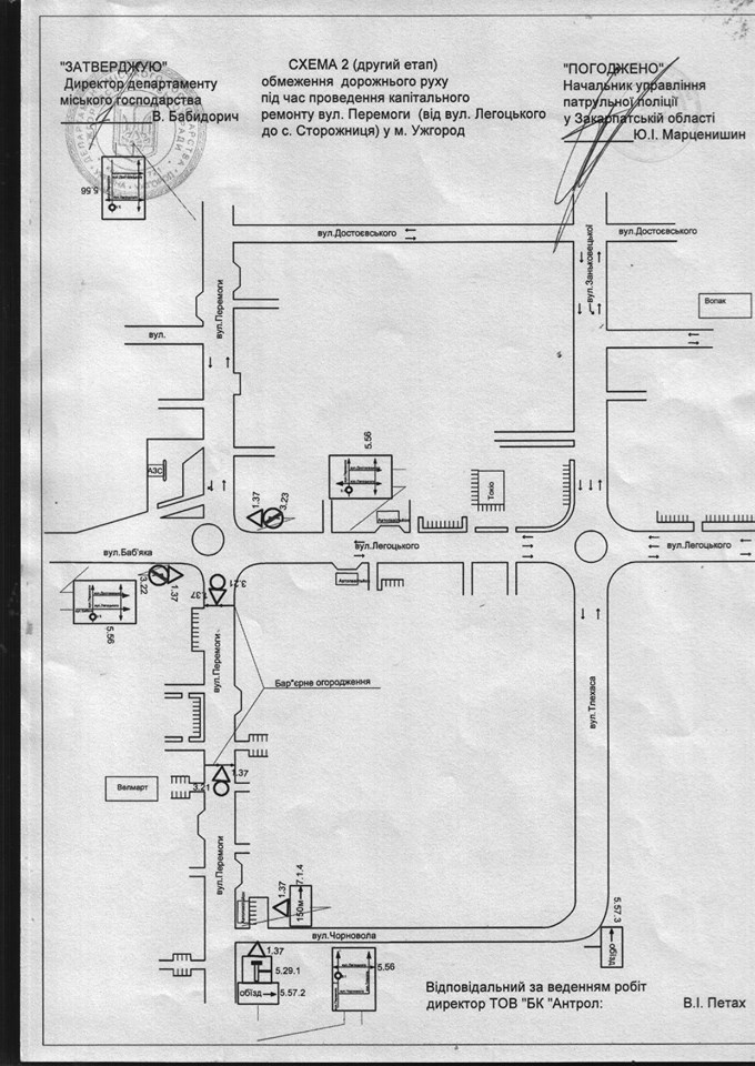На вулиці Перемоги в Ужгороді перекрито автомобільний рух у зв’язку із продовженням капітального ремонту