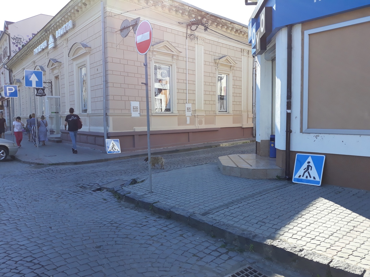 Невідомі вночі демонтували дорожні знаки в центрі Ужгорода